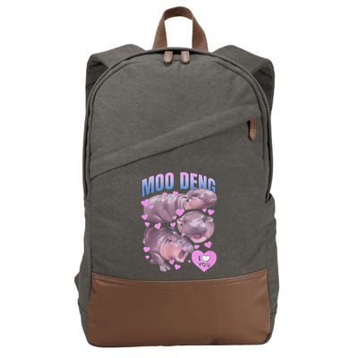 Pygmy Hippo Vintage Moo Dang Bootleg Funny Moodeng Gift Cotton Canvas Backpack
