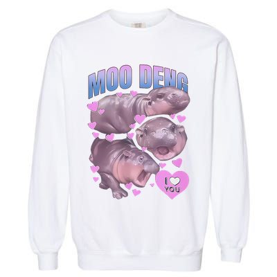 Pygmy Hippo Vintage Moo Dang Bootleg Funny Moodeng Gift Garment-Dyed Sweatshirt