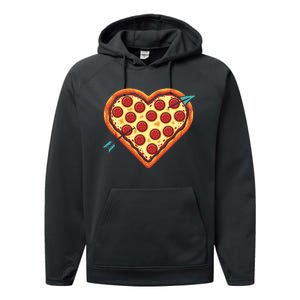 Pizza Heart Valentines Day Performance Fleece Hoodie