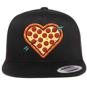 Pizza Heart Valentines Day Flat Bill Trucker Hat