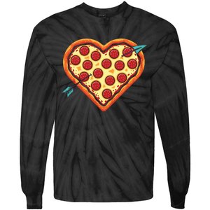 Pizza Heart Valentines Day Tie-Dye Long Sleeve Shirt