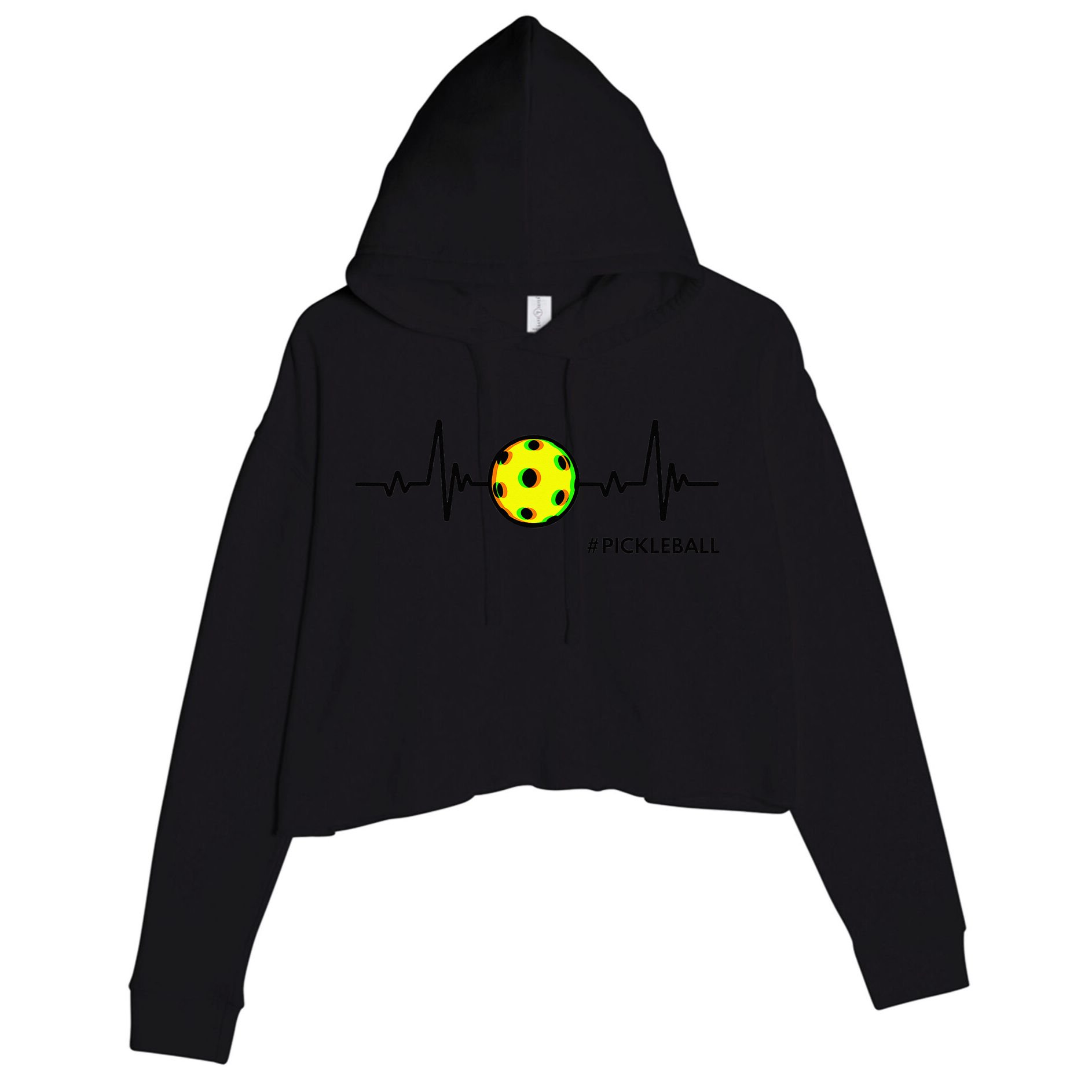 Pickleball Heartbeat Vintage Pickleball Player Crop Fleece Hoodie
