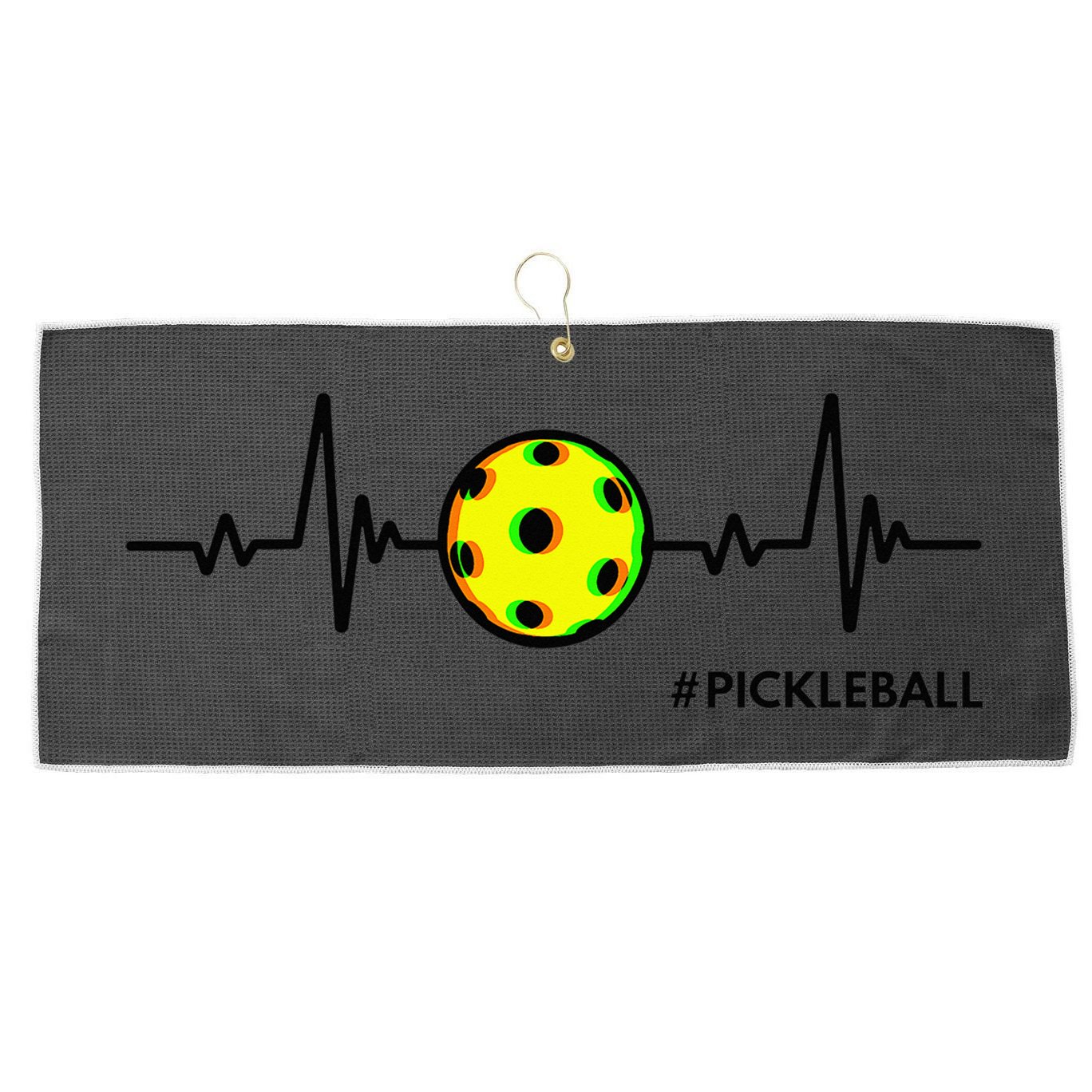 Pickleball Heartbeat Vintage Pickleball Player Large Microfiber Waffle Golf Towel