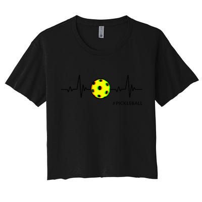 Pickleball Heartbeat Vintage Pickleball Player Crop Top
