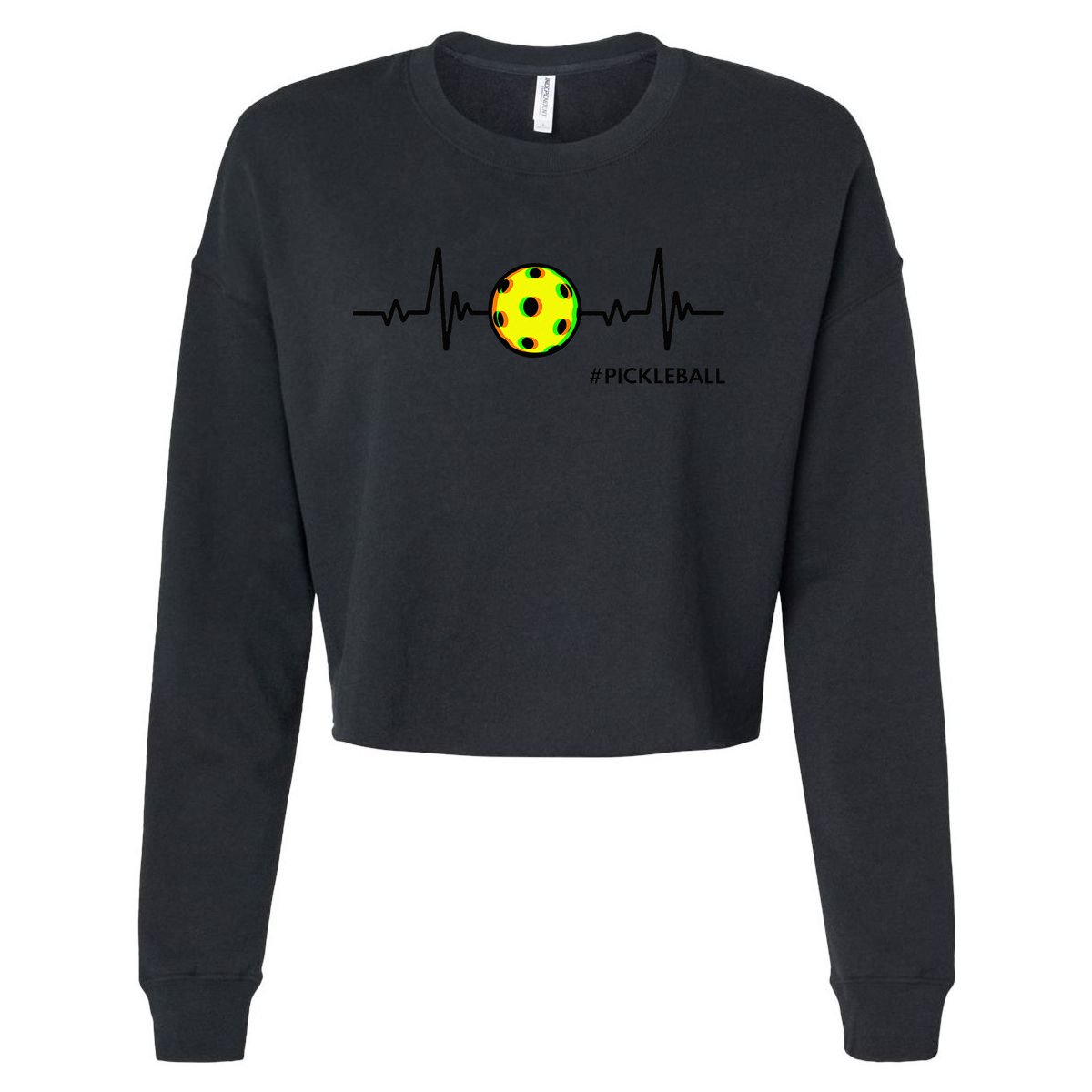 Pickleball Heartbeat Vintage Pickleball Player Cropped Pullover Crew