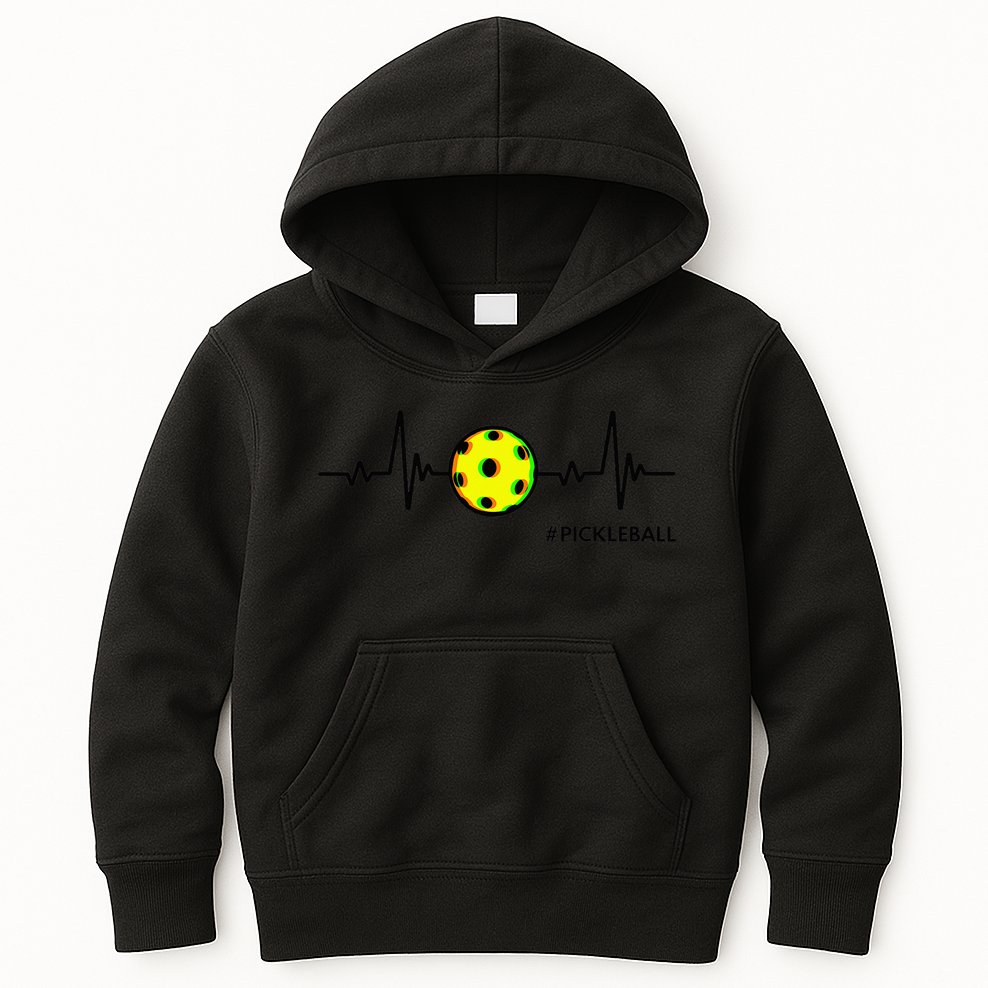 Pickleball Heartbeat Vintage Pickleball Player Kids Hoodie