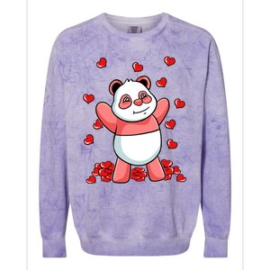 Panda Heart Valentines Day Cute Bear Animal Love Gift Colorblast Crewneck Sweatshirt