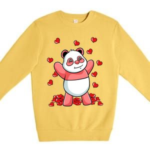 Panda Heart Valentines Day Cute Bear Animal Love Gift Premium Crewneck Sweatshirt