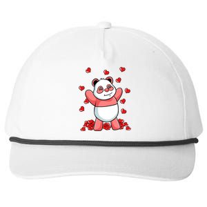 Panda Heart Valentines Day Cute Bear Animal Love Gift Snapback Five-Panel Rope Hat