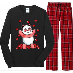 Panda Heart Valentines Day Cute Bear Animal Love Gift Long Sleeve Pajama Set