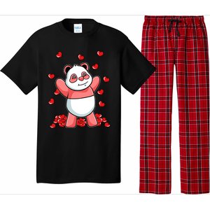 Panda Heart Valentines Day Cute Bear Animal Love Gift Pajama Set