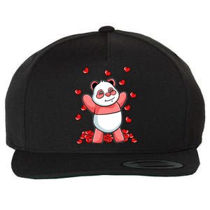 Panda Heart Valentines Day Cute Bear Animal Love Gift Wool Snapback Cap