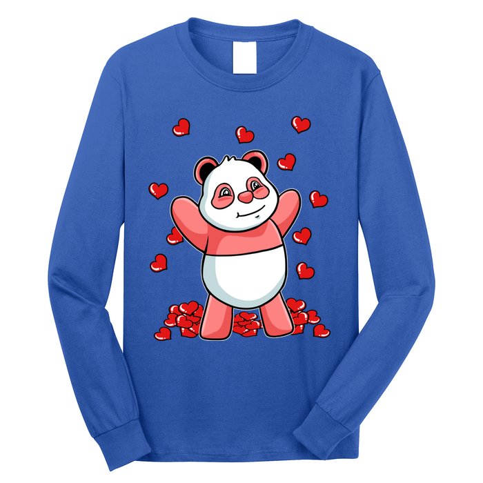 Panda Heart Valentines Day Cute Bear Animal Love Gift Long Sleeve Shirt