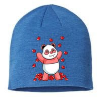 Panda Heart Valentines Day Cute Bear Animal Love Gift Sustainable Beanie