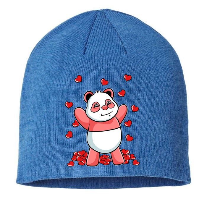 Panda Heart Valentines Day Cute Bear Animal Love Gift Sustainable Beanie