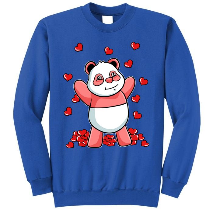 Panda Heart Valentines Day Cute Bear Animal Love Gift Tall Sweatshirt