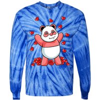 Panda Heart Valentines Day Cute Bear Animal Love Gift Tie-Dye Long Sleeve Shirt