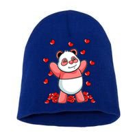 Panda Heart Valentines Day Cute Bear Animal Love Gift Short Acrylic Beanie