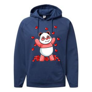 Panda Heart Valentines Day Cute Bear Animal Love Gift Performance Fleece Hoodie