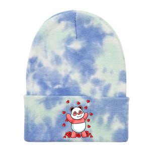 Panda Heart Valentines Day Cute Bear Animal Love Gift Tie Dye 12in Knit Beanie