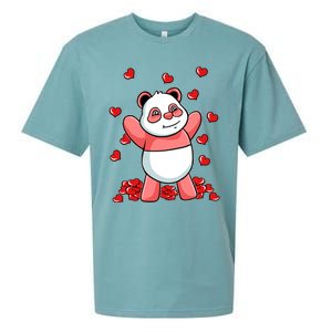 Panda Heart Valentines Day Cute Bear Animal Love Gift Sueded Cloud Jersey T-Shirt