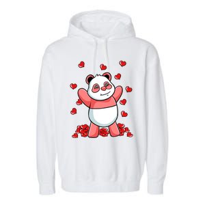 Panda Heart Valentines Day Cute Bear Animal Love Gift Garment-Dyed Fleece Hoodie