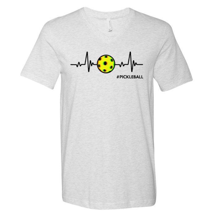 Pickleball Heartbeat Vintage Pickleball Player V-Neck T-Shirt