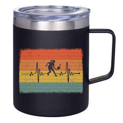 Pickleball Heartbeat Vintage 12oz Stainless Steel Coffee Mug