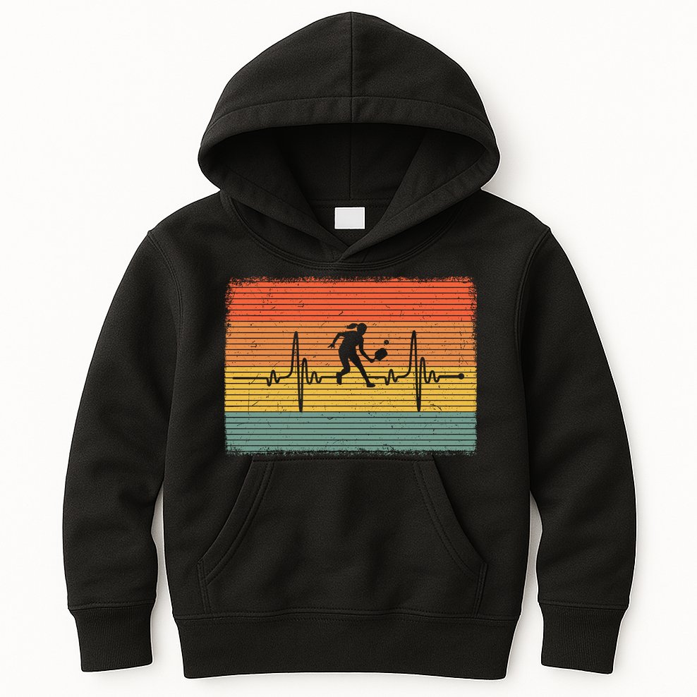 Pickleball Heartbeat Vintage Kids Hoodie
