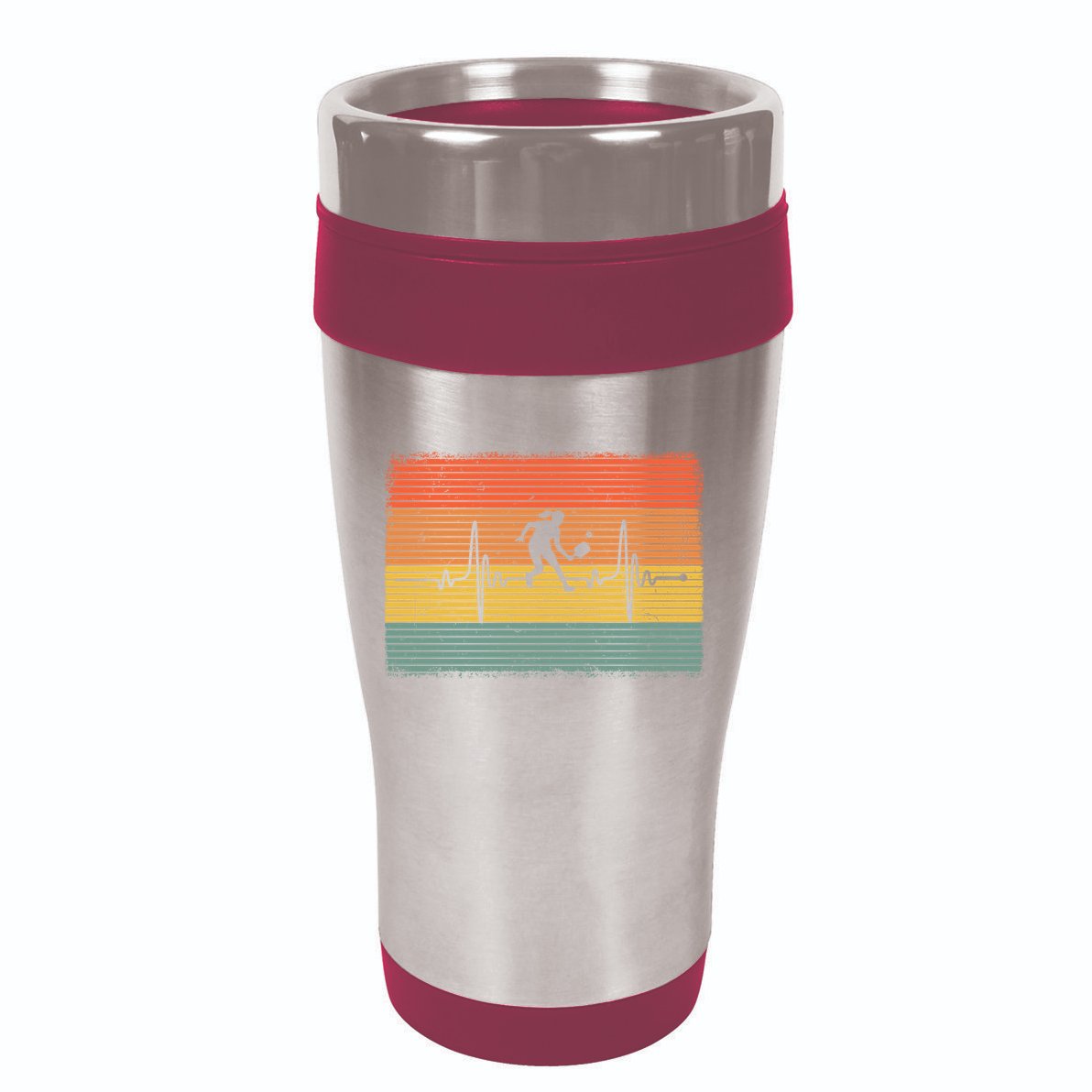Pickleball Heartbeat Vintage 16oz Travel Tumbler
