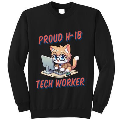 Proud H1b Visa Tech Worker And Future Immigrant Cat Worker Sweatshirt