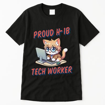 Proud H1b Visa Tech Worker And Future Immigrant Cat Worker Tall T-Shirt