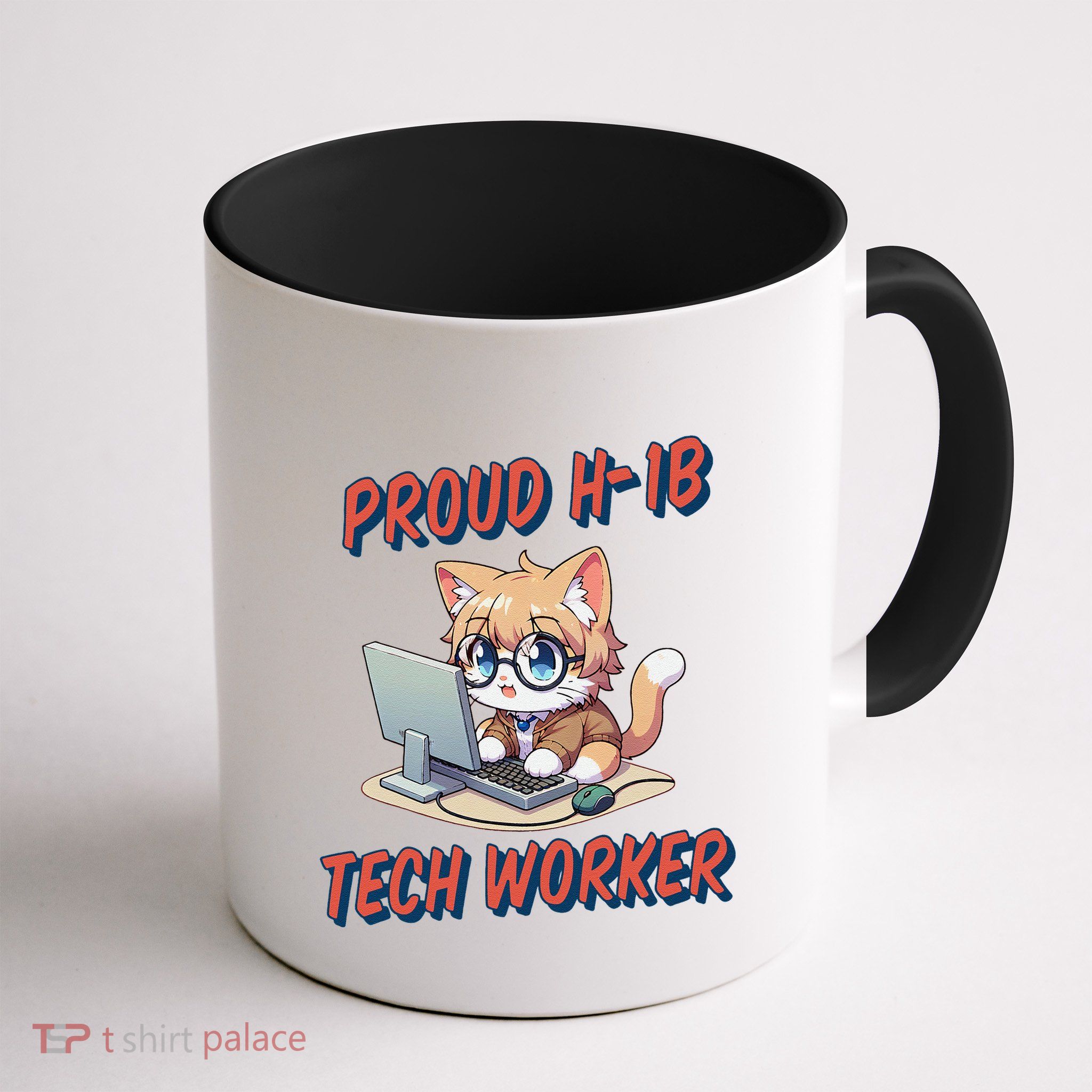 Proud H1b Visa Tech Worker And Future Immigrant Cat Worker Mug