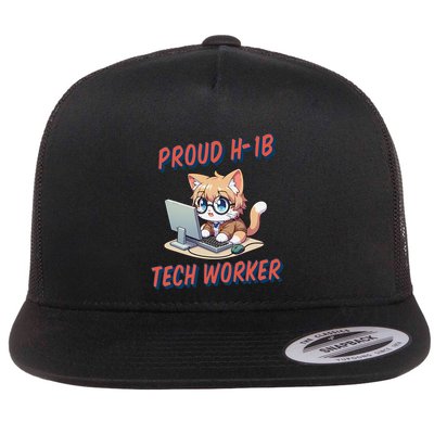 Proud H1b Visa Tech Worker And Future Immigrant Cat Worker Flatbill Hat