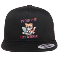 Proud H1b Visa Tech Worker And Future Immigrant Cat Worker Flatbill Hat