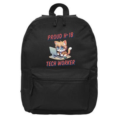 Proud H1b Visa Tech Worker And Future Immigrant Cat Worker 16 in Basic Backpack