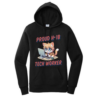 Proud H1b Visa Tech Worker And Future Immigrant Cat Worker Women's Pullover Hoodie
