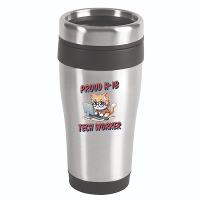 Proud H1b Visa Tech Worker And Future Immigrant Cat Worker 16oz Travel Tumbler