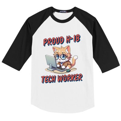 Proud H1b Visa Tech Worker And Future Immigrant Cat Worker Baseball Sleeve Shirt