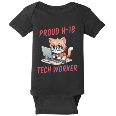 Proud H1b Visa Tech Worker And Future Immigrant Cat Worker Baby Bodysuit