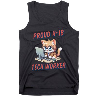 Proud H1b Visa Tech Worker And Future Immigrant Cat Worker Tank Top