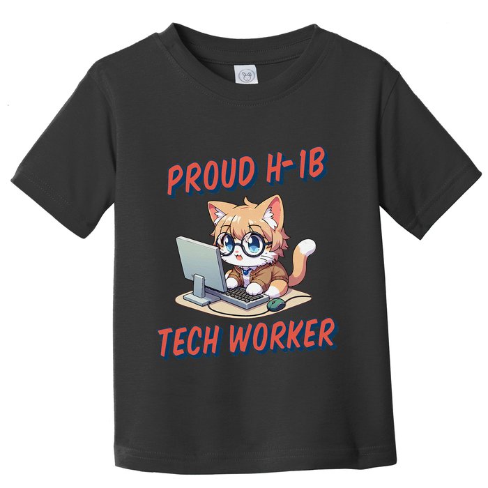 Proud H1b Visa Tech Worker And Future Immigrant Cat Worker Toddler T-Shirt