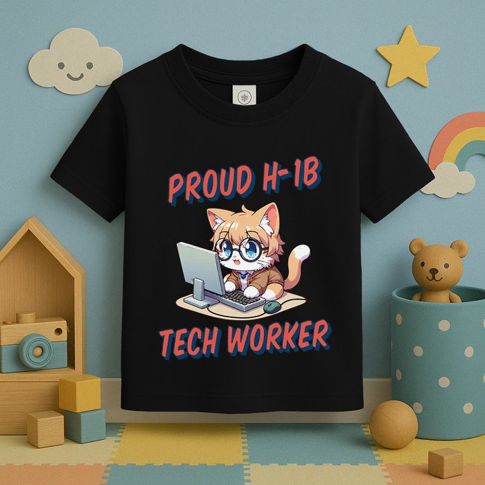 Proud H1b Visa Tech Worker And Future Immigrant Cat Worker Toddler T-Shirt