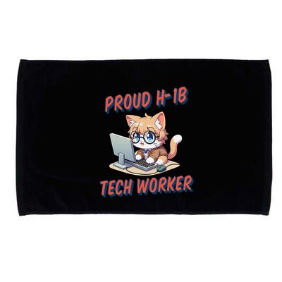 Proud H1b Visa Tech Worker And Future Immigrant Cat Worker Microfiber Hand Towel