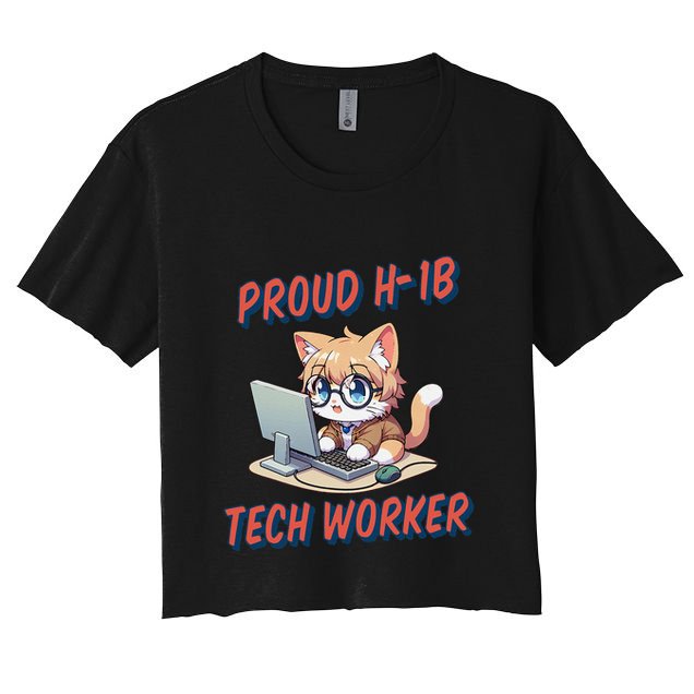 Proud H1b Visa Tech Worker And Future Immigrant Cat Worker Crop Top