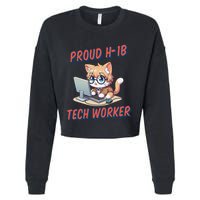 Proud H1b Visa Tech Worker And Future Immigrant Cat Worker Cropped Pullover Crew