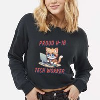 Proud H1b Visa Tech Worker And Future Immigrant Cat Worker Cropped Pullover Crew