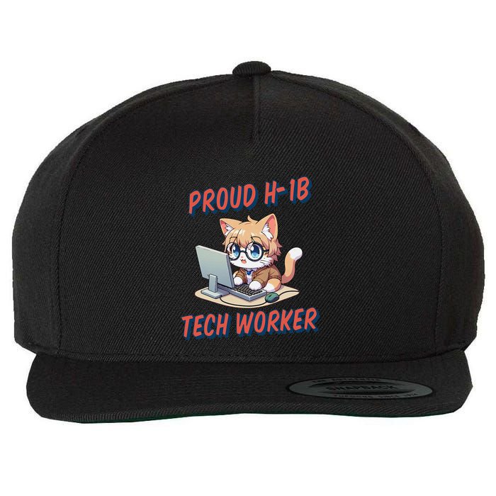 Proud H1b Visa Tech Worker And Future Immigrant Cat Worker Wool Snapback Cap