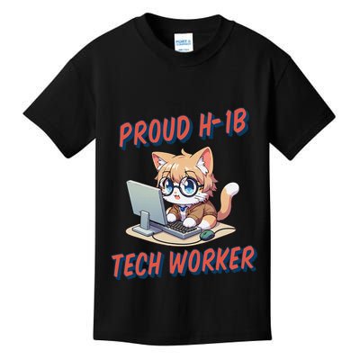 Proud H1b Visa Tech Worker And Future Immigrant Cat Worker Kids T-Shirt