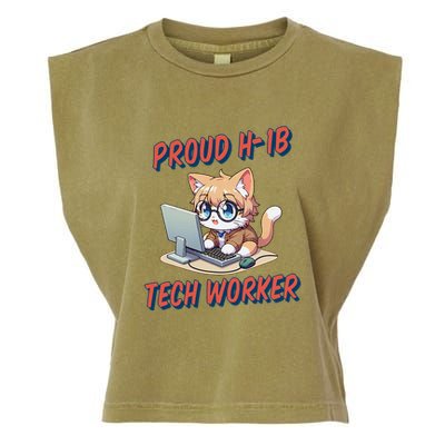 Proud H1b Visa Tech Worker And Future Immigrant Cat Worker Garment-Dyed Women's Muscle Tee